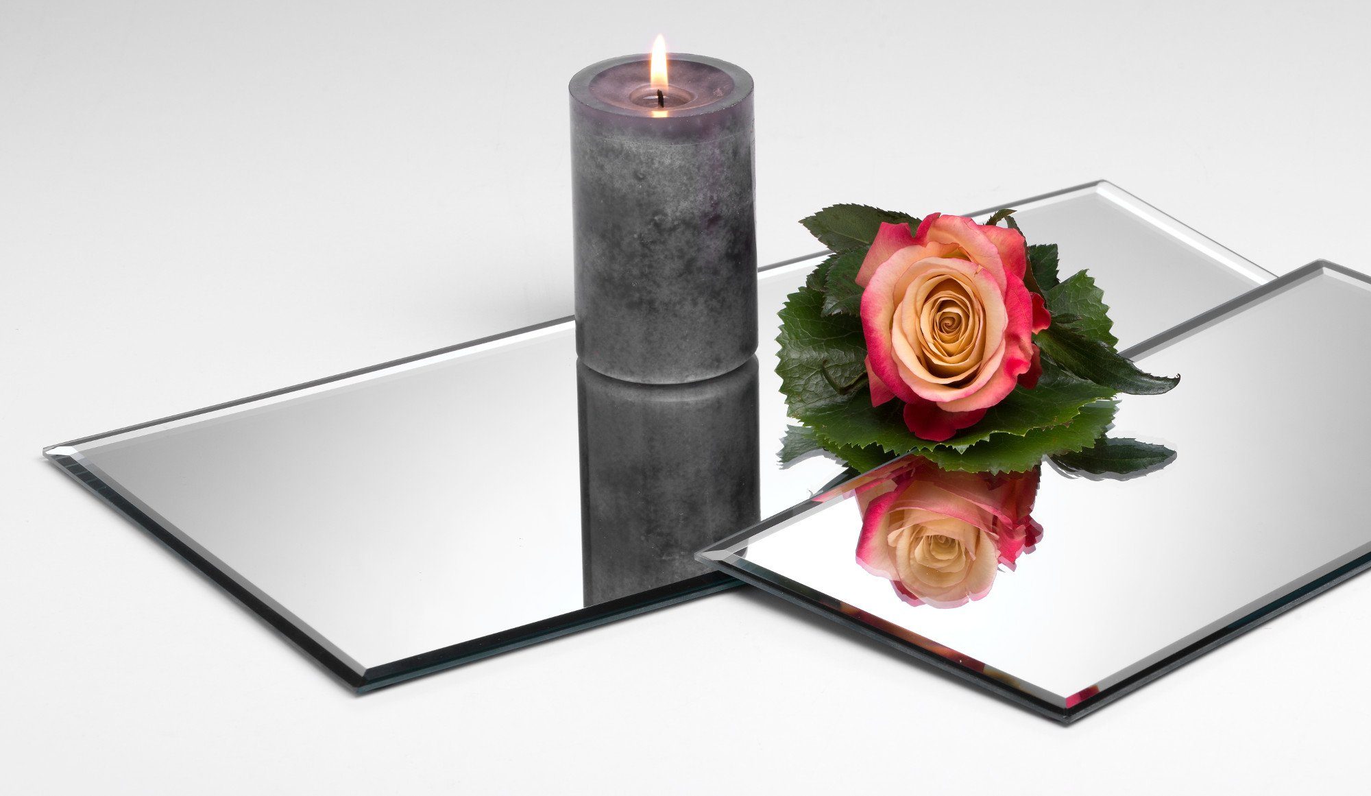 Sandra Rich Kerzentablett Glasplatte Spiegelplatte Mirror eckig von Sandra Rich