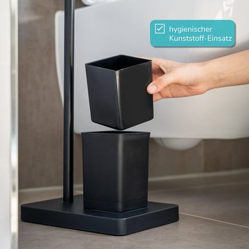 bremermann WC-Garnitur Stand-WC-Garnitur 2in1, WC-Bürste, WC-Rollenhalter, schwarz/Bambus