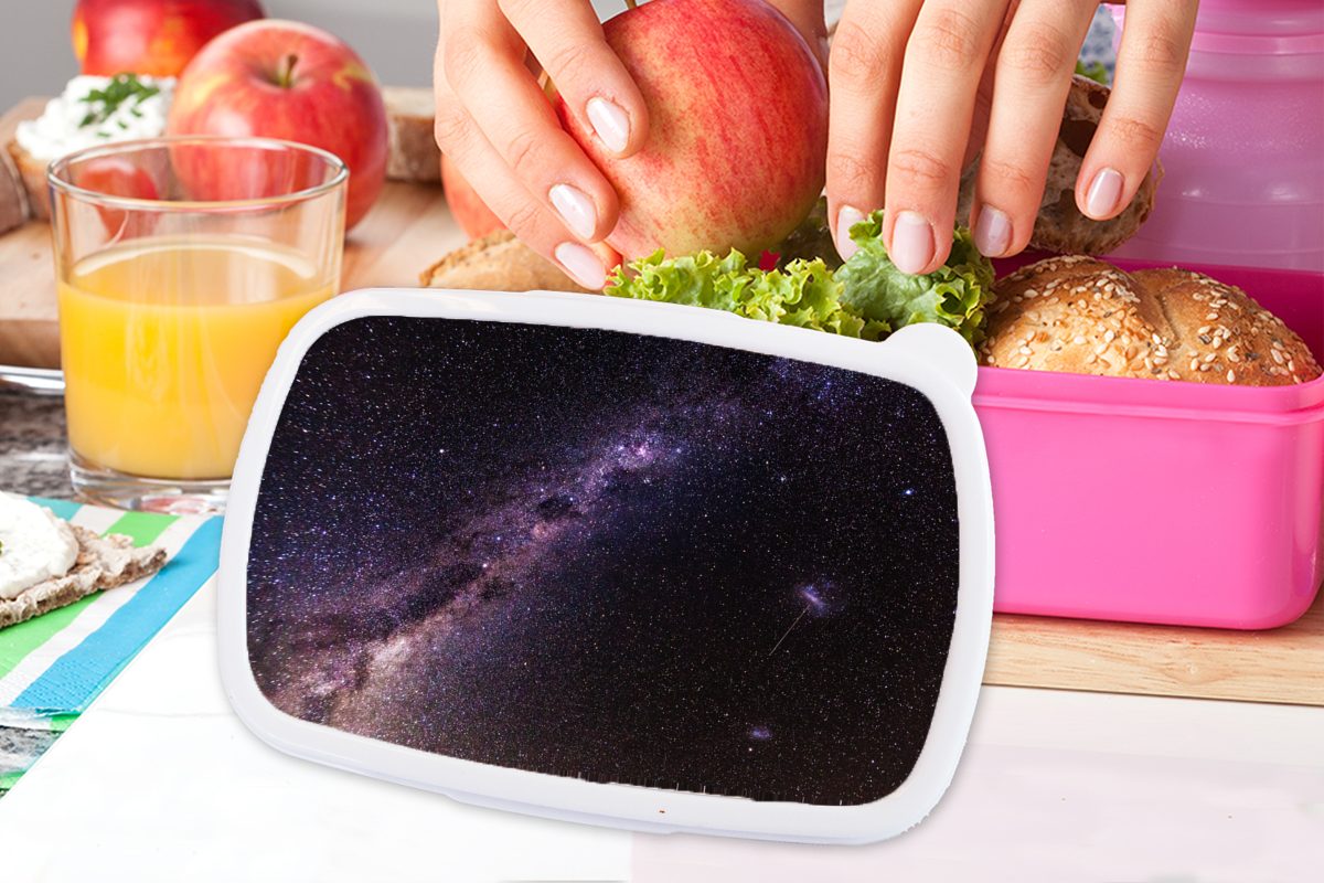 rosa der Snackbox, für Kinder, Galaxie Lunchbox Brotdose in (2-tlg), Erwachsene, Mädchen, Brotbox Kunststoff MuchoWow Nacht, Kunststoff,