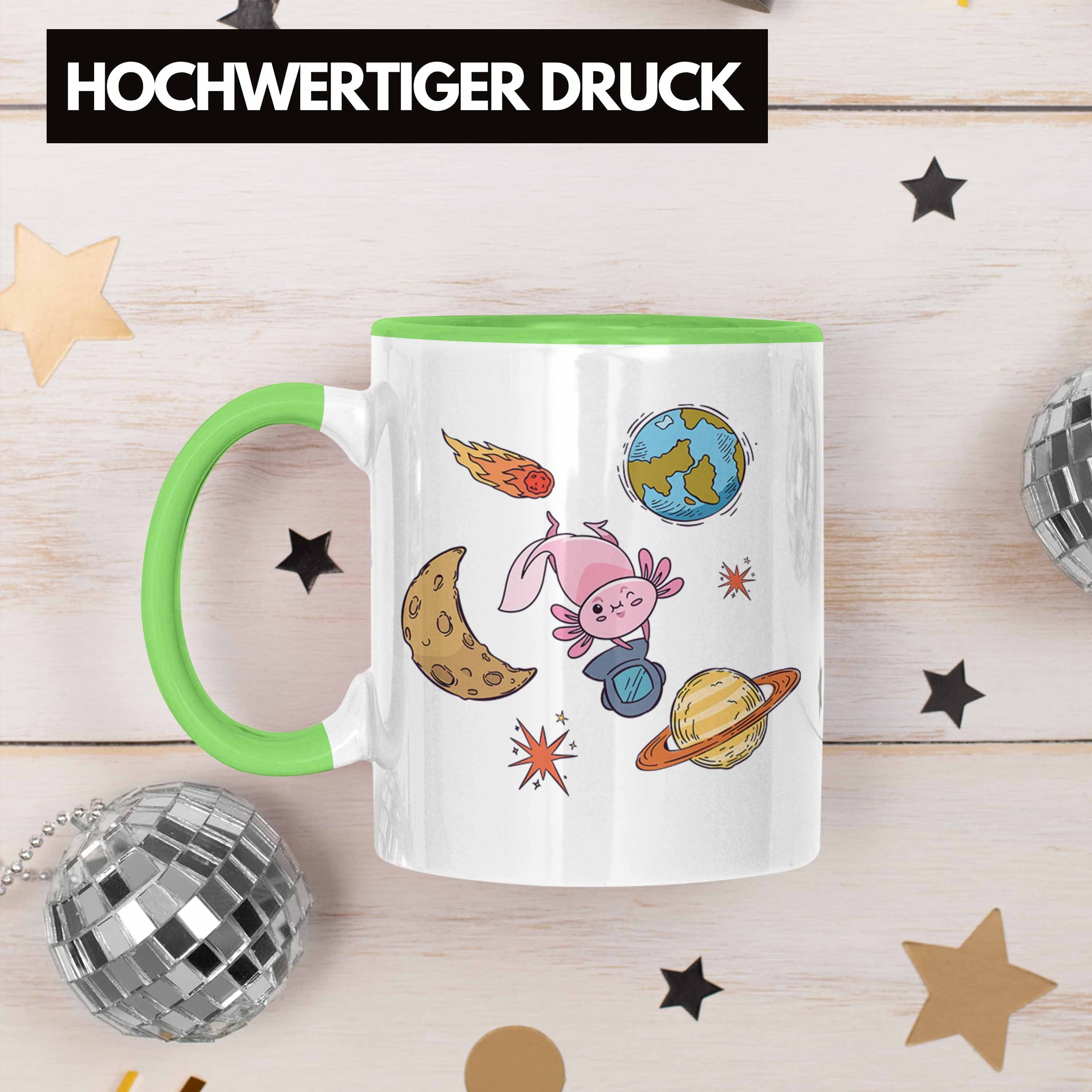 Trendation Axolotl Galaxie Tasse Tasse - Tiere Grafik Geschenk Schwanzlurch Geschenkidee Trendation Lustig Grün