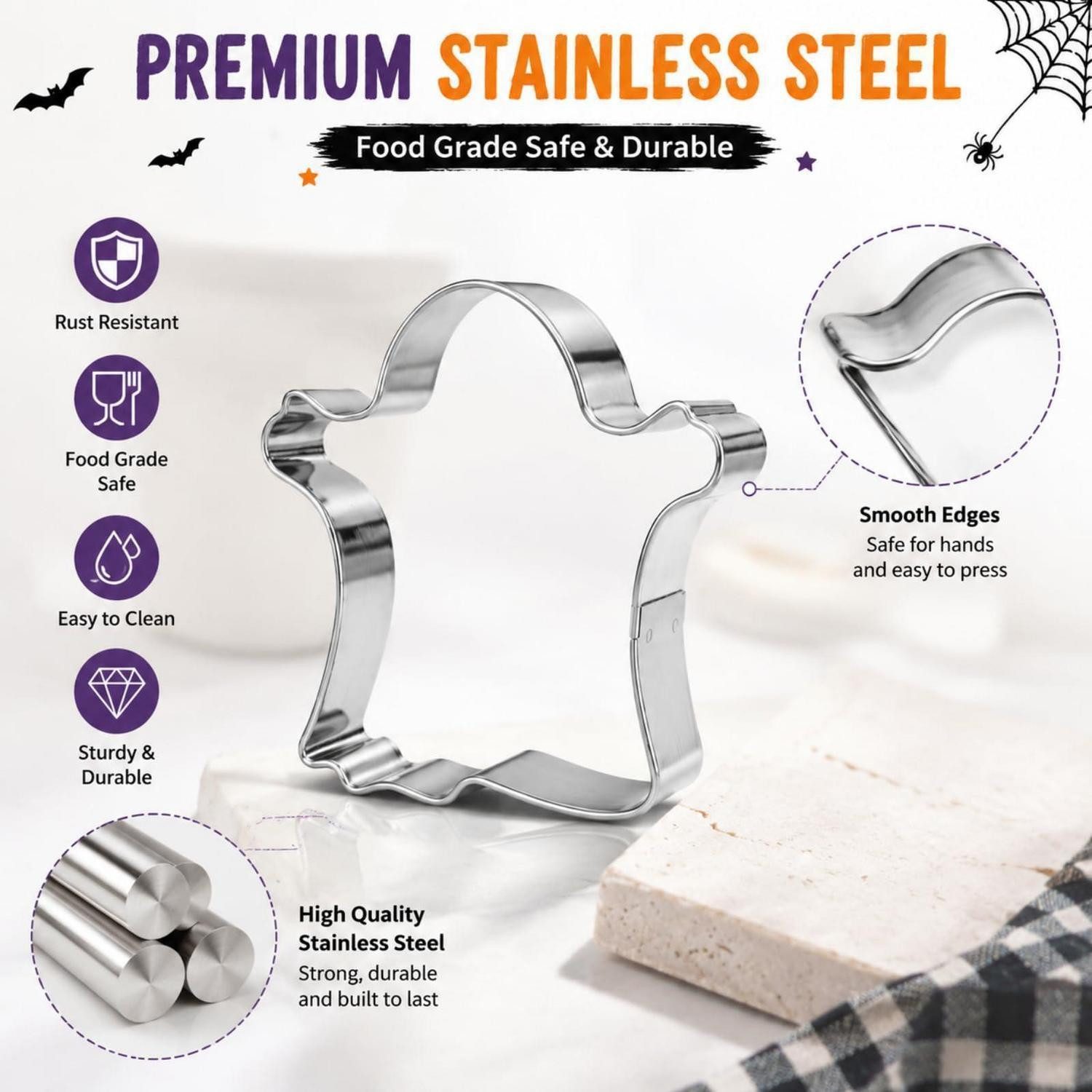LuxusKollektion Ausstechform Ausstecher Geister 6-teilig Edelstahl Halloween, Metall, (6-St) – Bild 3 von 5