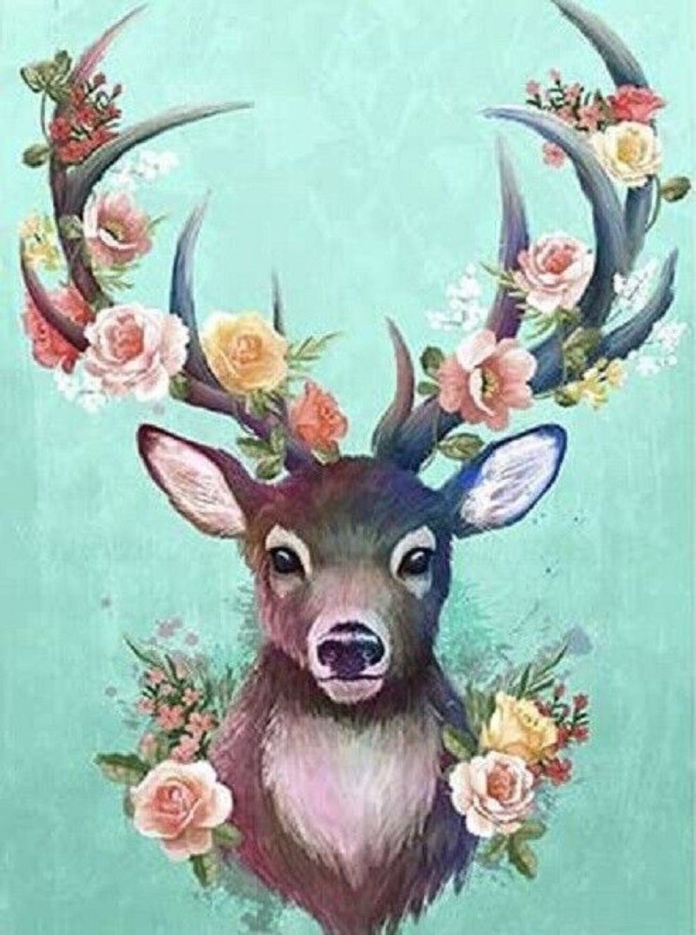 MALATEC Раскрась по номерам Faszinierende Hirsch-Diamantmalerei im 40x30cm Set (5d Diamond Painting Komplett-Set), Kreativität fördern, Stress abbauen, einzigartige Dekoration