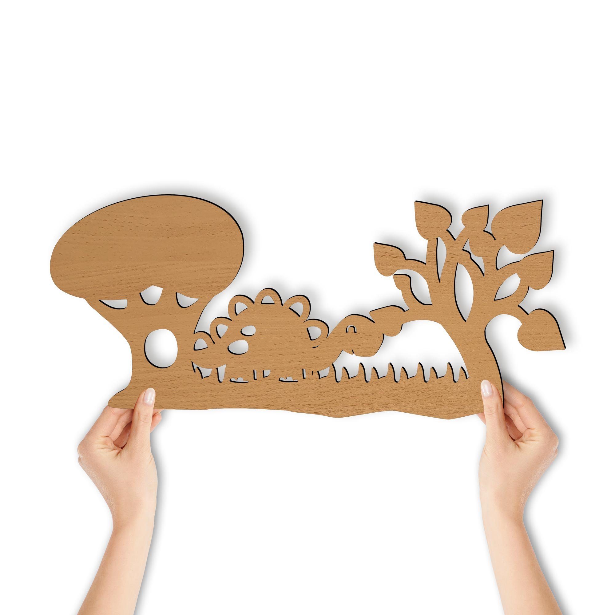 Nachtlicht Kinder Holz, Warmweiß Kinderzimmer Wandlampe LED LED Namofactur Nachtlicht I fest MDF Dinosaurier integriert,