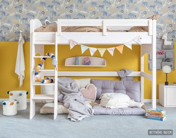 BioKinder - Das gesunde Kinderzimmer Hochbett Noah 90x200 cm, 120 cm Unterbetthöhe mit Roll-Lattenrost