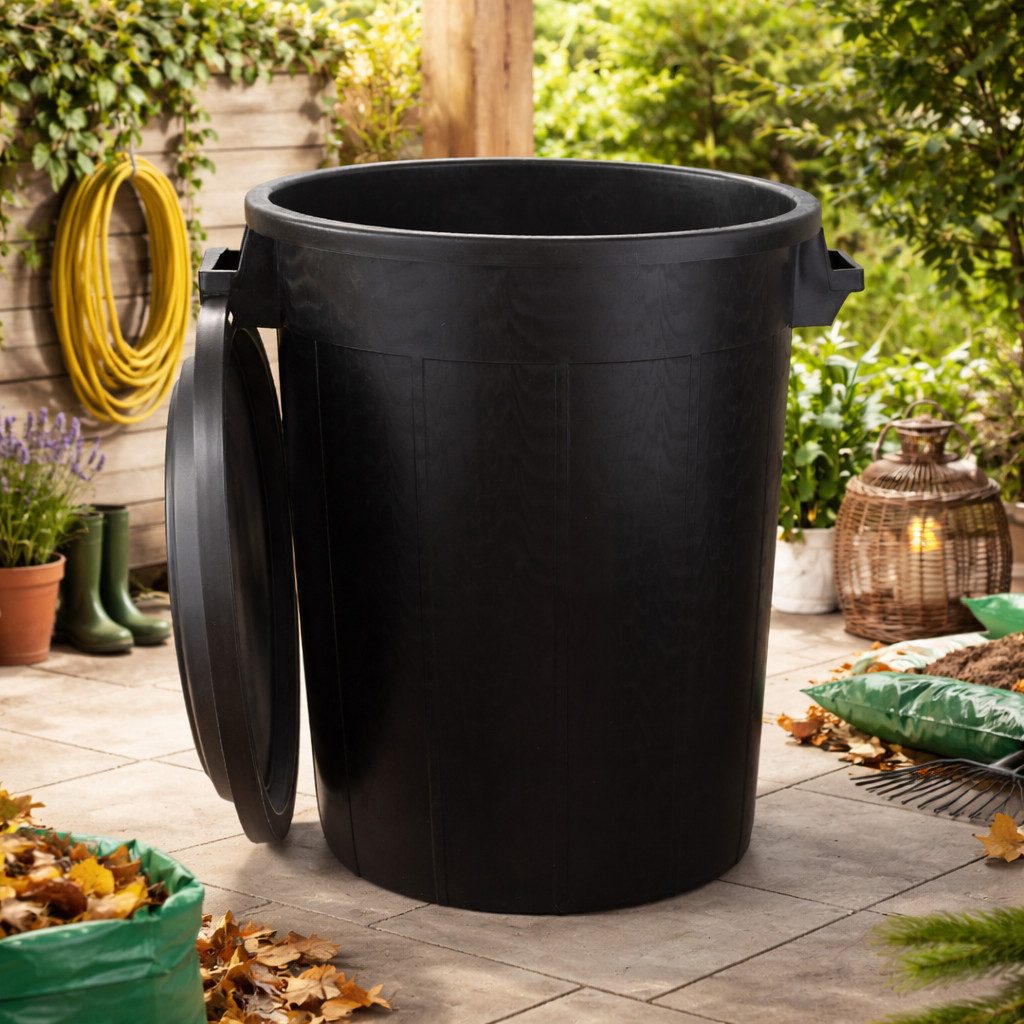 BigDean Mülleimer Universaltonne Schwarz in verschiedenen Größen, Tragegriffe, Robust, Made in Italy – Bild 3 von 5