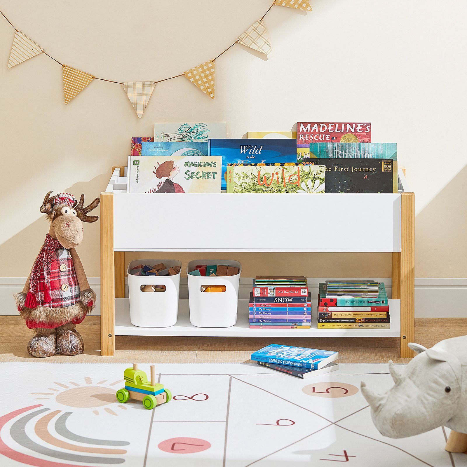 SoBuy Bücherregal KMB35, Kinderregal mit Ablagefächern Aufbewahrungsregal für Kinder