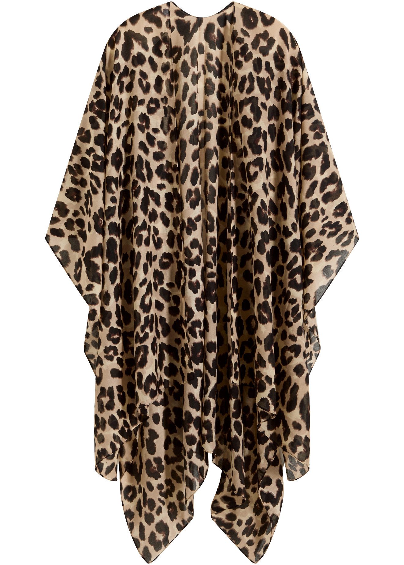 bonprix Strickponcho aus Polyester, figurumspielende Passform, mit Leopardenmuster