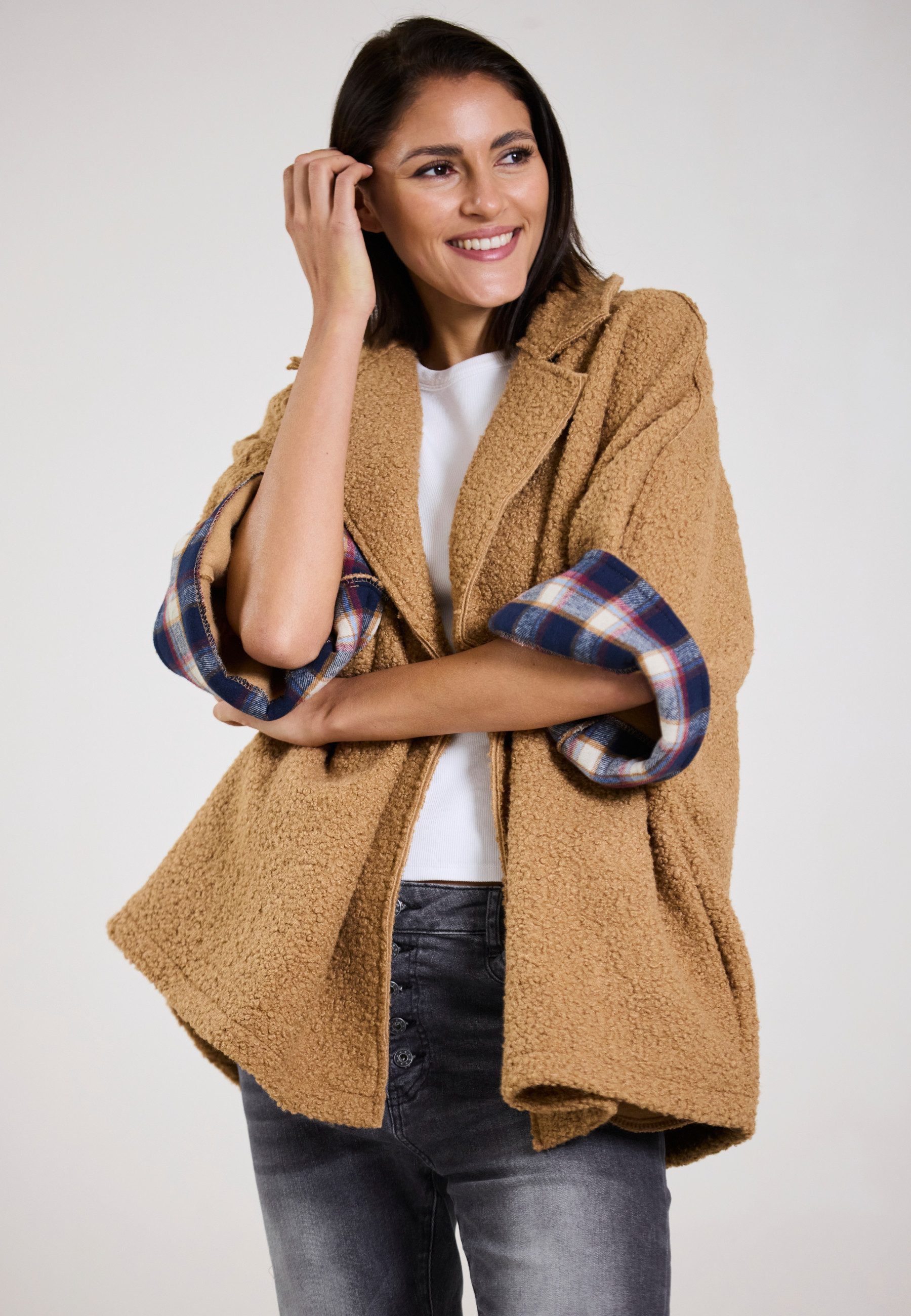 Andijamo-Fashion Bouclèjacke CITY MOOD Oversized Boucléjacke günstig online kaufen