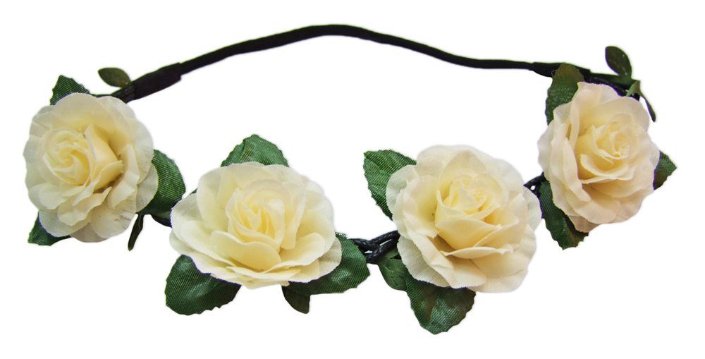 Trachtenland Kostüm Blumen Haarband mit Rosen - Creme
