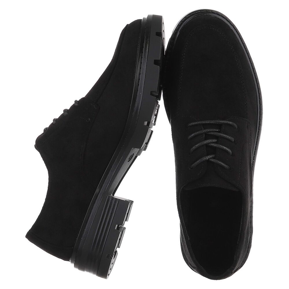 Ital-Design Klassischer Schnürschuh mit robuster Sohle für Damen Schnürschuh (90793450) Blockabsatz Schnürer in Schwarz