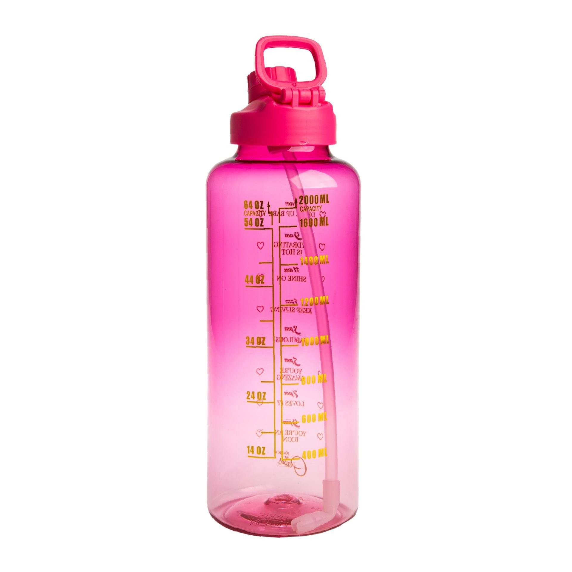 Paris Hilton Trinkflasche Trinkflasche 1,8 Liter in pink - Auslaufsicher mit Strohhalm