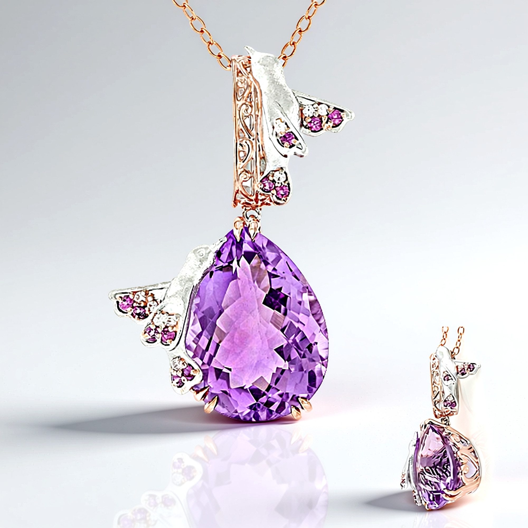 Cavill Silberkette Lavendel Amethyst Rose Vermeil Halskette (1-tlg)