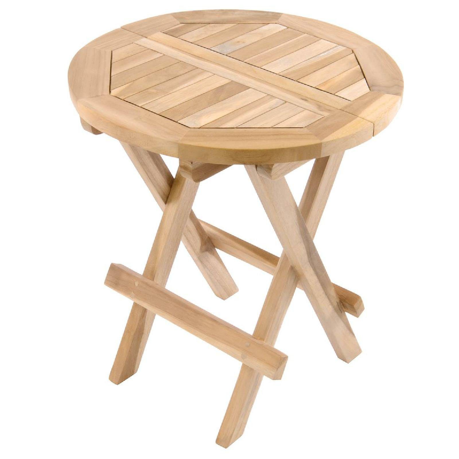 VCM Gartentisch Klappbar 51x40x7cm, Klapptisch, Naturfarben rund Ø 60cm
