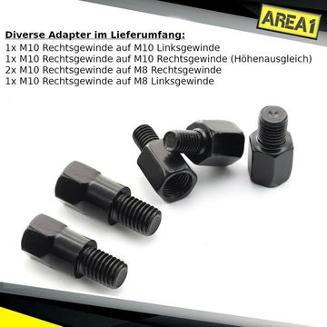 Area1 Motorradspiegel Premium Motorrad Rückspiegel Set (X-Treme", "E-Geprüft), Inkl. 5 Adapter