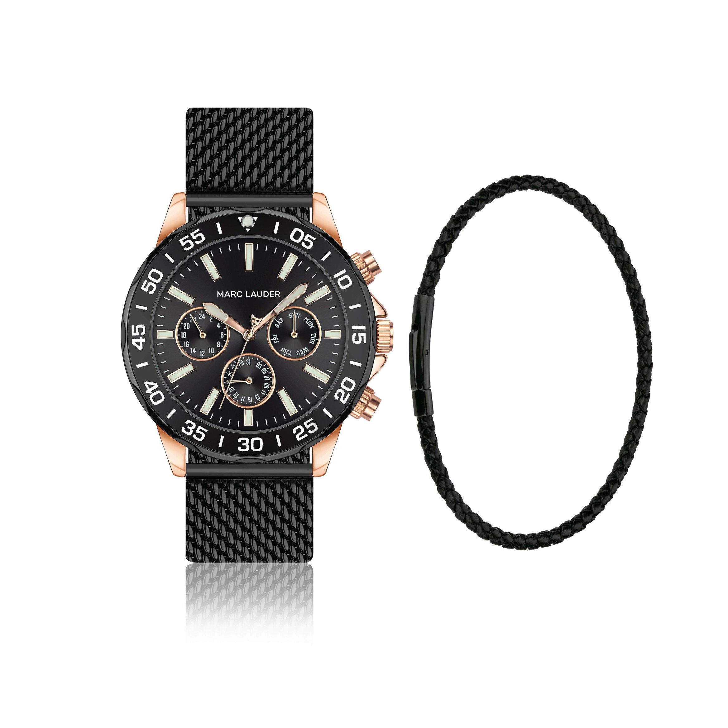 MARC LAUDER Quarzuhr SMC1-1 Milan Black Mesh Set