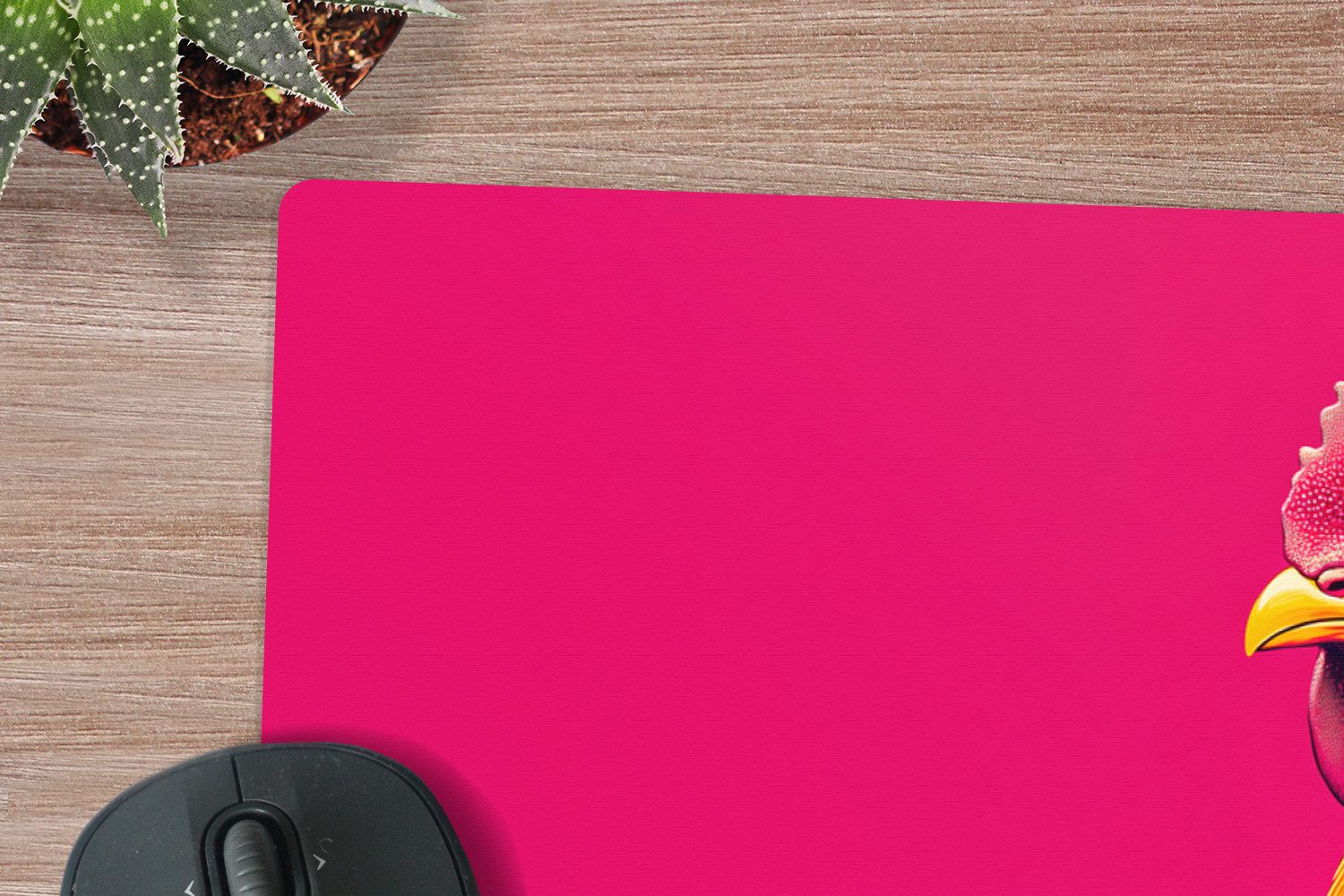 MuchoWow Mauspad Hahn - Bunt - Kimono - Rosa (1-St), Schreibtischunterlage, Mousepad Gaming XXL, Großes, 90x45 cm