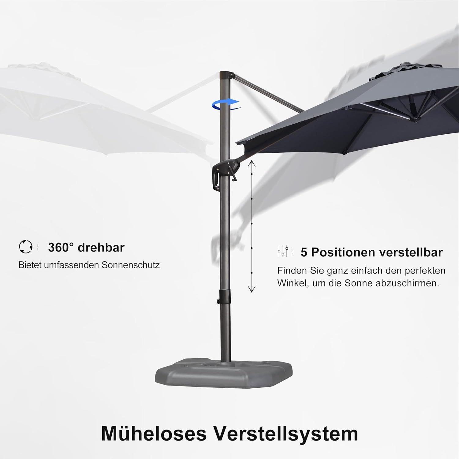 PURPLE LEAF Sonnenschirm Rund Alu Außenbereich Ampelschirm mit Schirmständer, LxB: 300,00x300,00 cm, Set, 360°Rotation, Sonnenschutz UV50+, für Garten, Terrasse, Pool, Balkon