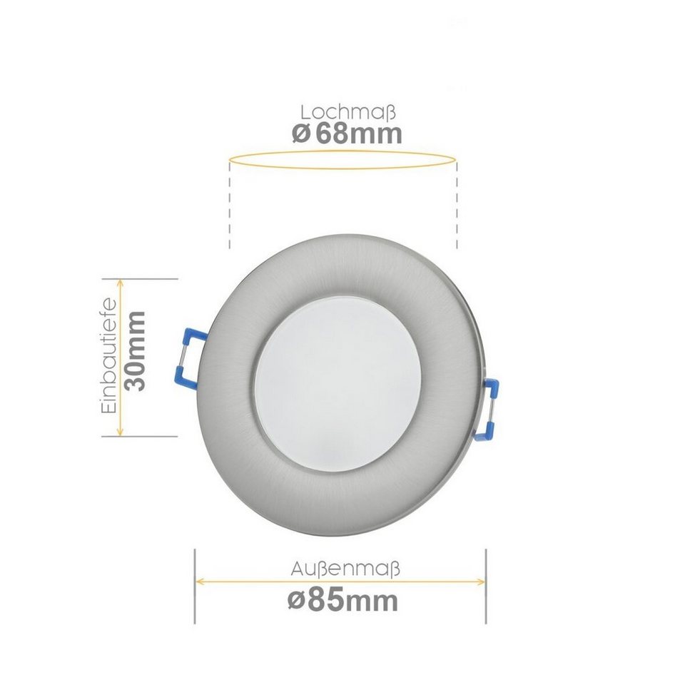 Sweet LED LED Einbaustrahler spots Bad IP44 badezimmer 3000K 6,5W 5 stück, LED  fest integriert, 3000K - warmweiß, Deckenspots,  Deckenstrahler,Einbauleuchten