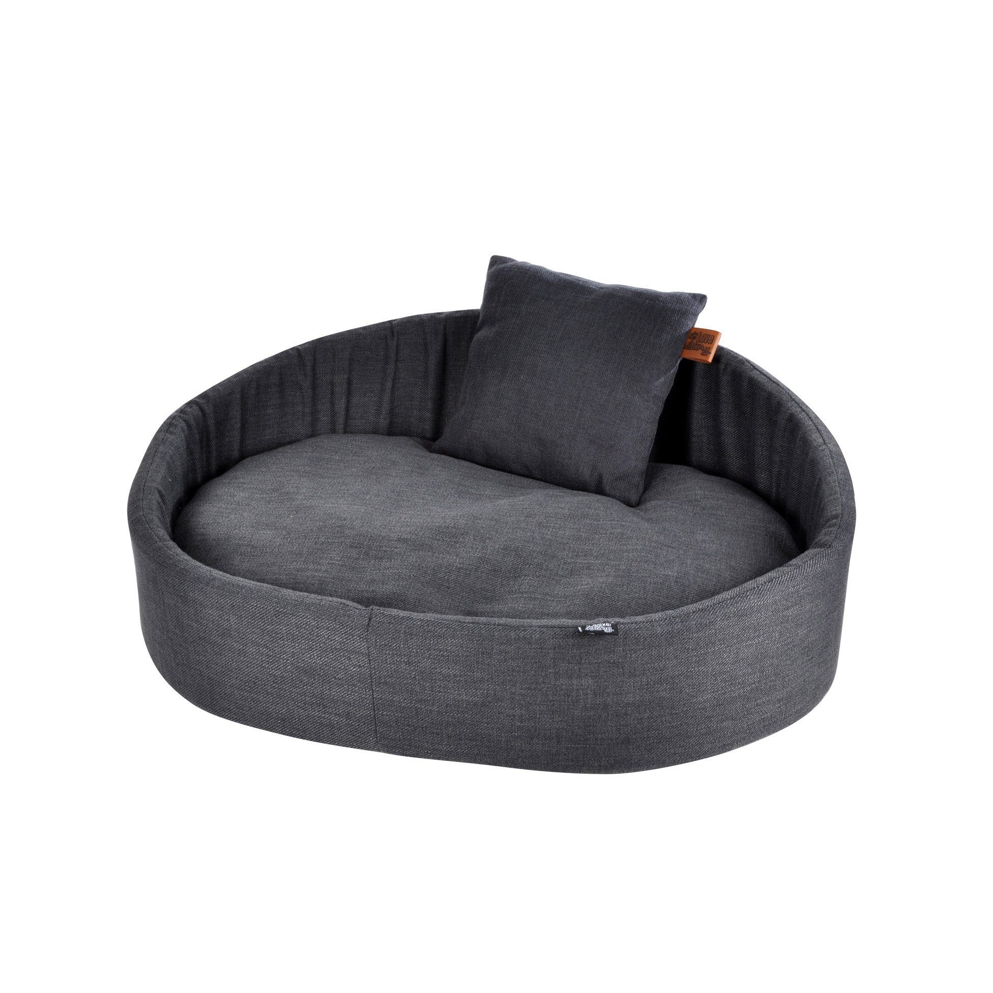 dynamic24 Hundematte, Polyester, XL Hundesofa 80cm grau Couch Hundecouch  Sofa Hunde Hundebett Schlafplatz Bett Hundekorb mit Kissen