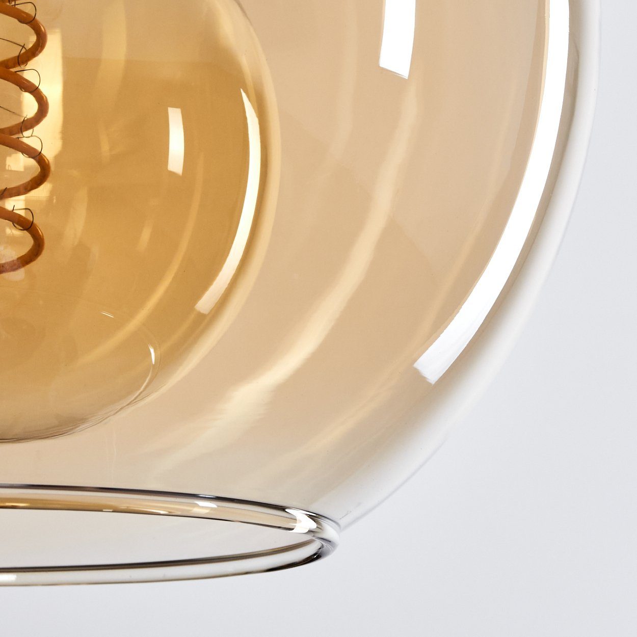 »Cesaro« Metall/Glas 3xE27 Leuchtmittel, hofstein Glas Deckenlampe ohne in (20cm), aus Retro/Vintage-Design mit Schirmen Schwarz/Bernsteinfarben, Deckenleuchte Leuchte im aus