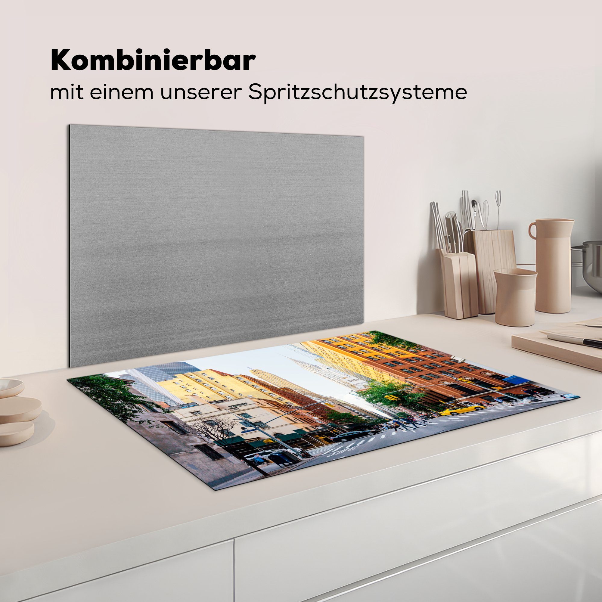 Herdblende-/Abdeckplatte für Schutz tlg), küche, die Vinyl, Kreuzung Induktionskochfeld 81x52 cm, Ceranfeldabdeckung (1 New in MuchoWow York,