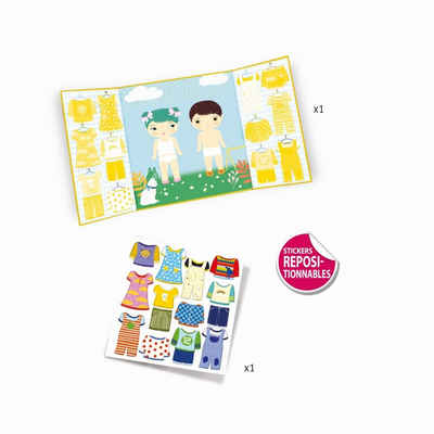 DJECO Stickerbuch Sticker mit tollen Motiven und Vorlagenbuch basteln Kinder