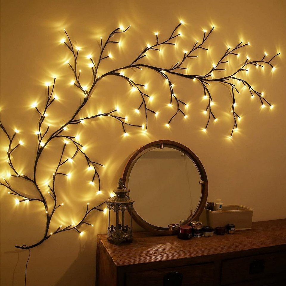 Ciskotu LED Baum Lichterkette Willow Vine,144 LED Biegbare Weidenrebe Baum  Lichter