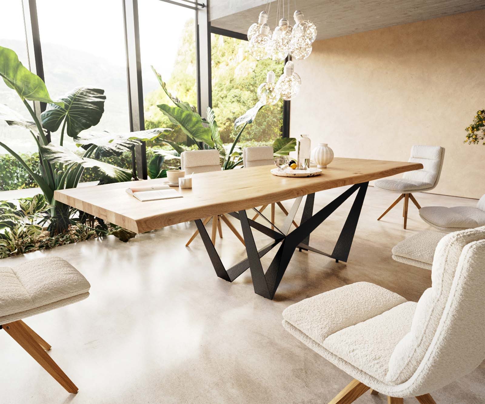 DELIFE Esstisch Edge, Eiche Natur 300x100 günstig online kaufen