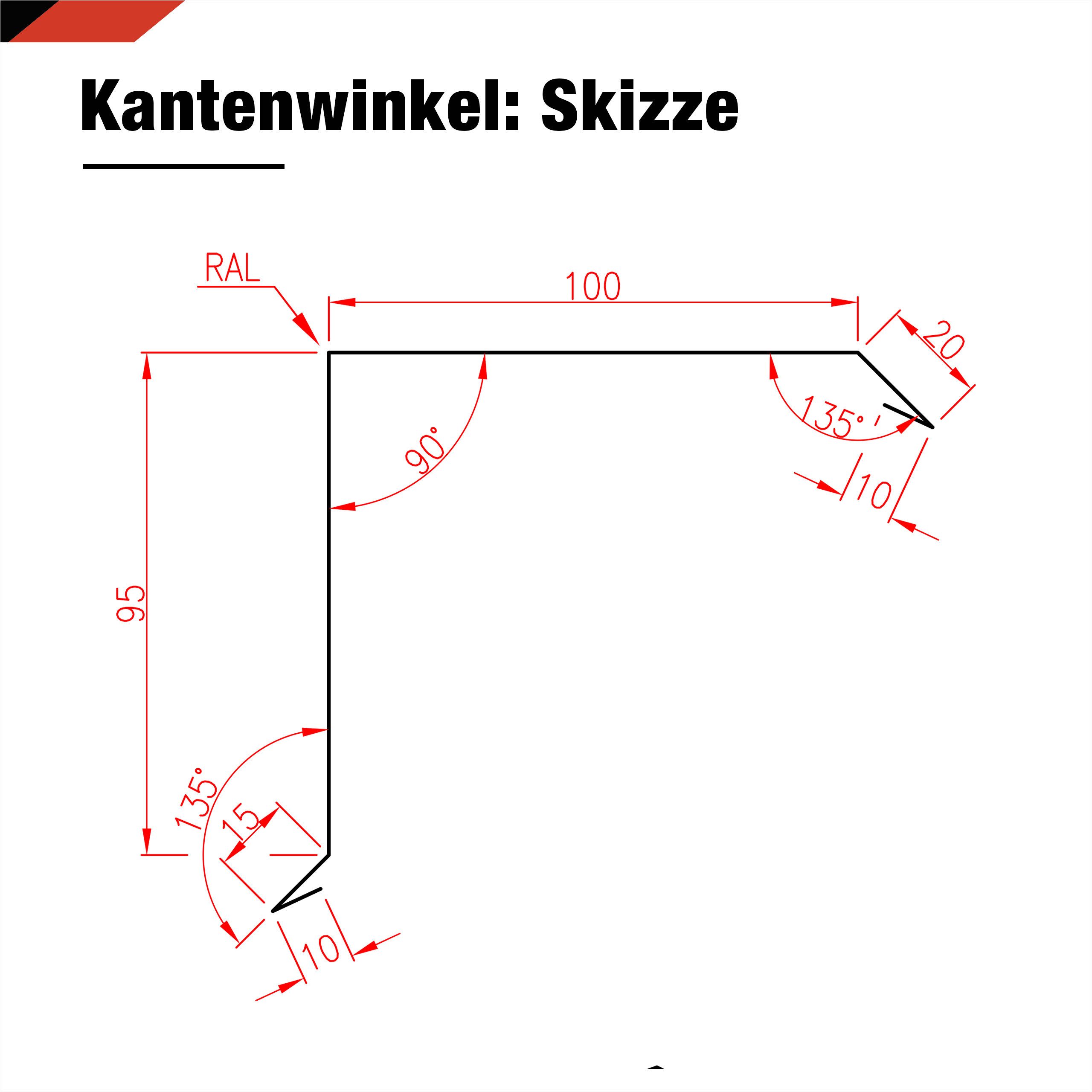 BRAVO Glattblech Kantenwinkel für Metalldachziegel 1 m – seitlicher Dachabschluss, ideal für Gartenhaus, Carport, Garage und Schuppen