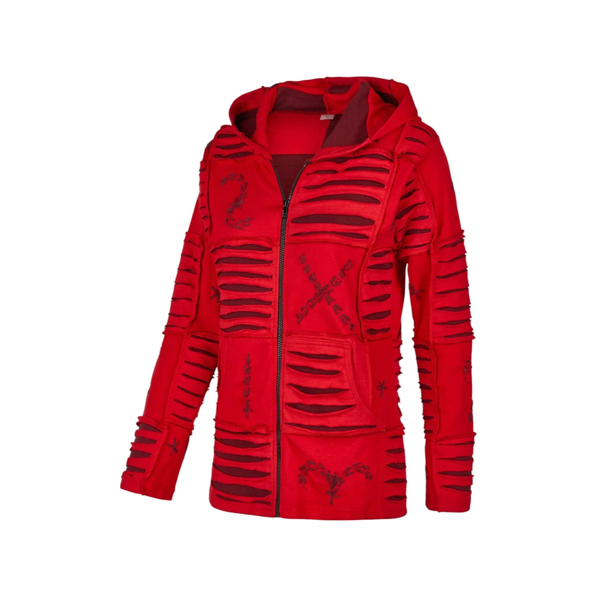 Mein Style Sweatjacke Baumwoll Patch Jacke Rot (1 Stück, 1-tlg., 1 Stück) kann als Jacke oder Pullover getragen werden – Bild 2 von 5