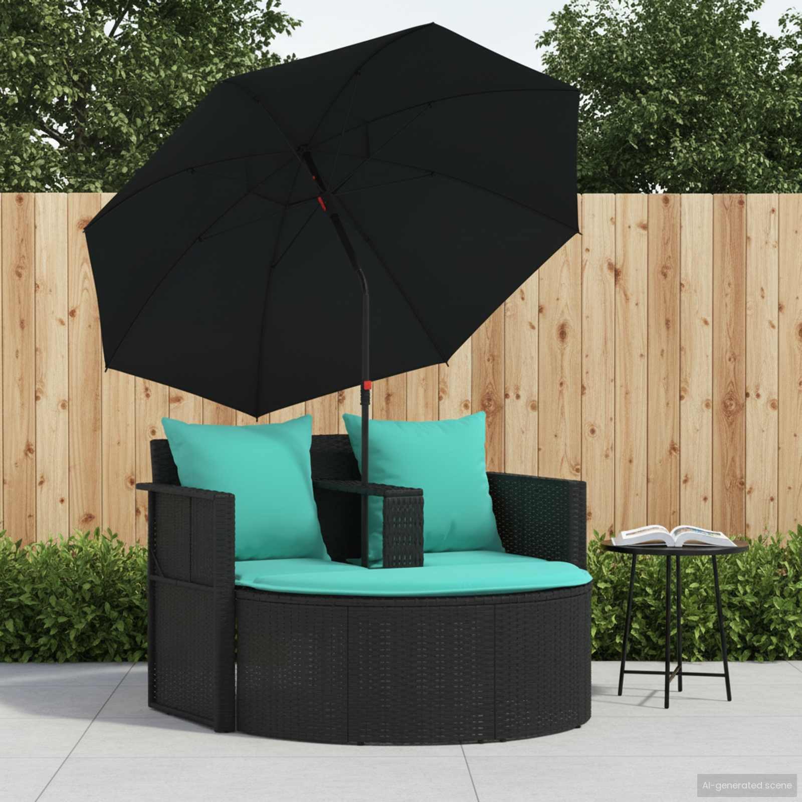 vidaXL Gartenliege Garten-Sofa 8 Stk. Poly-Rattan Schwarz und Türkis, 8 St.
