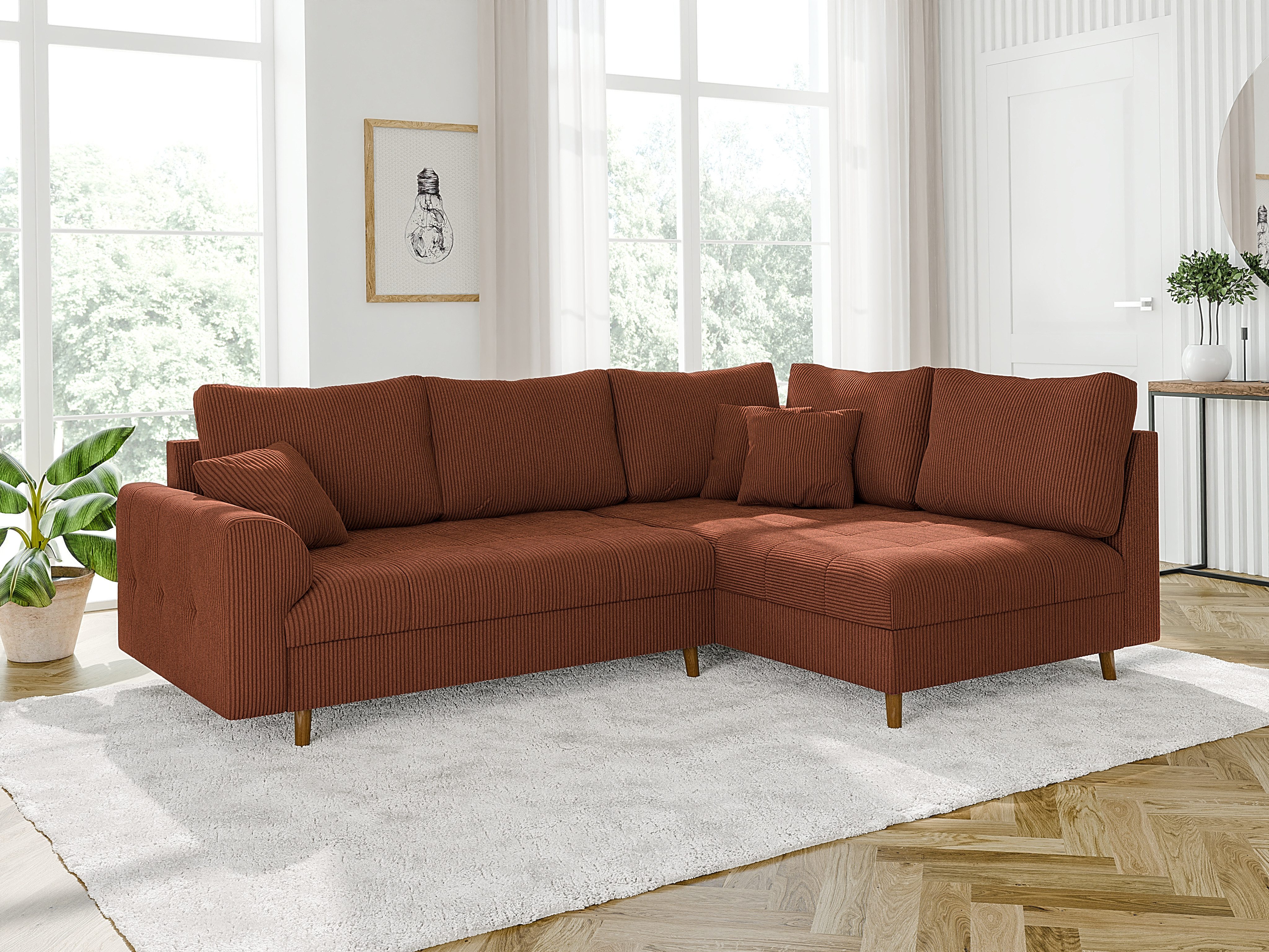 S-Style Möbel Ecksofa Zara mit Braun Holzfüßen im skandinavischen Stil aus günstig online kaufen