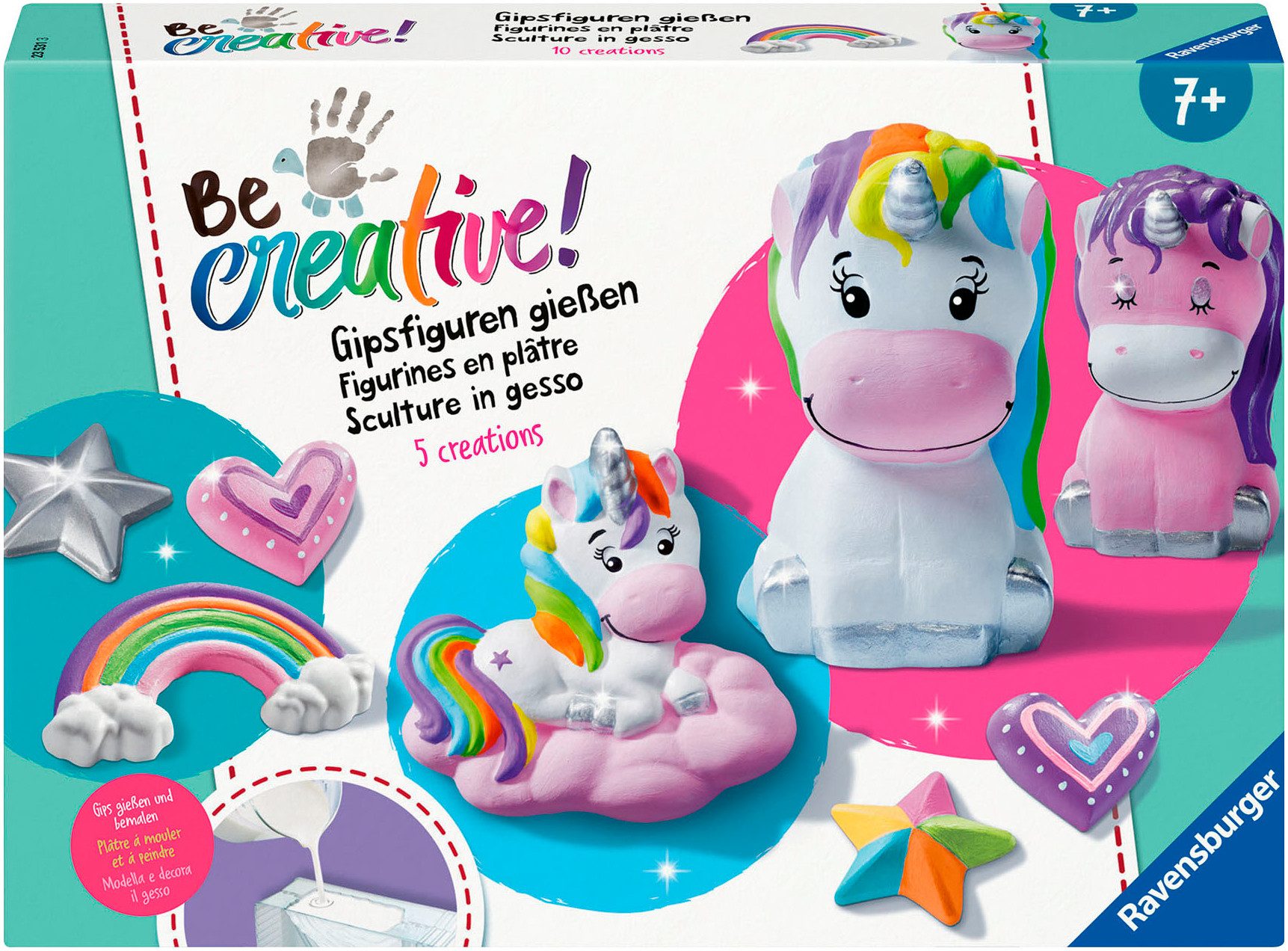 Ravensburger Kreativset BeCreative Midi, Bastelset DIY Gipsfiguren gießen Einhorn, Made in Europe