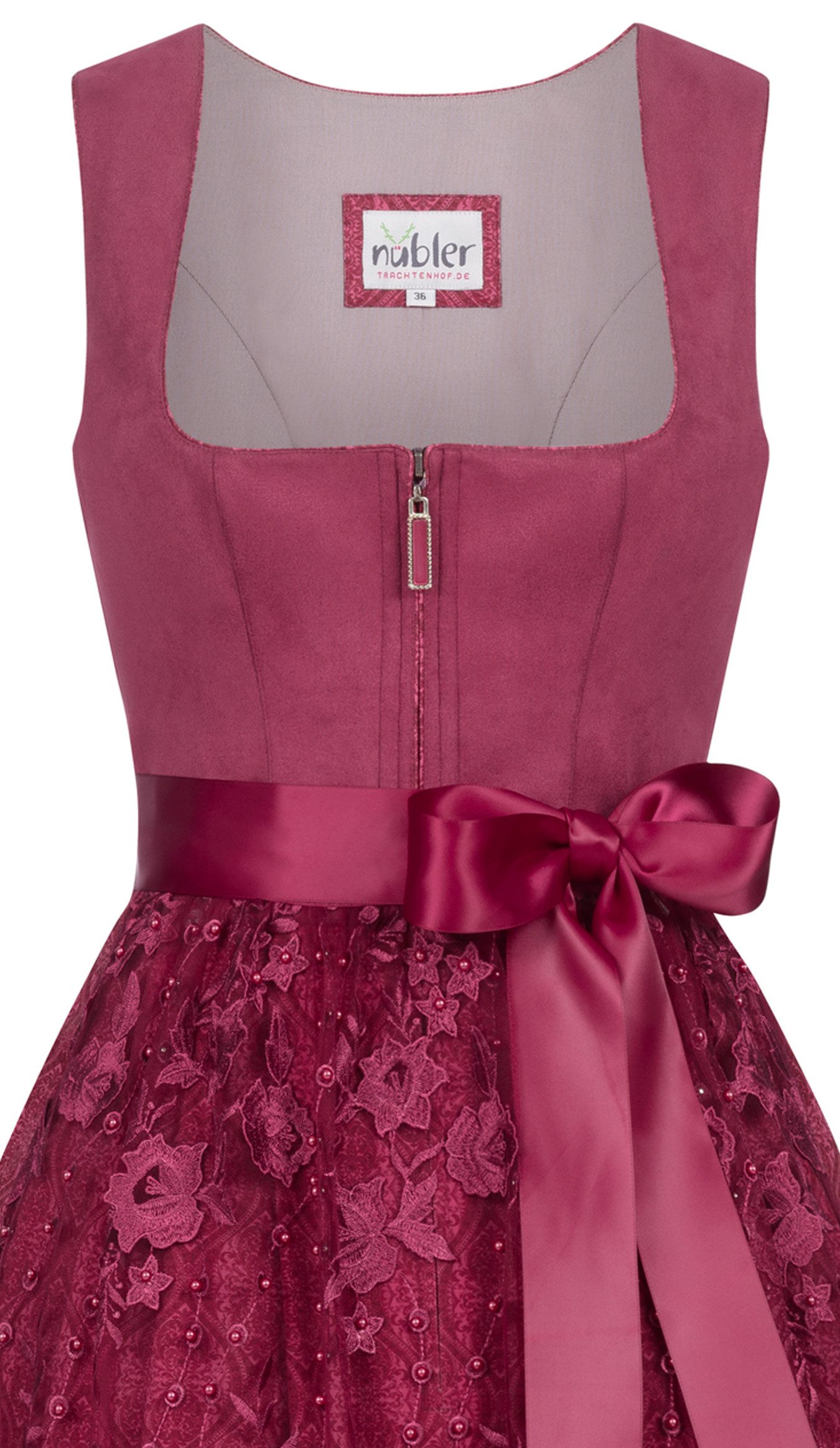 Nübler Trachtenkleid Midi Dirndl Gundi in Beere von Nübler - Rocklänge 65 cm