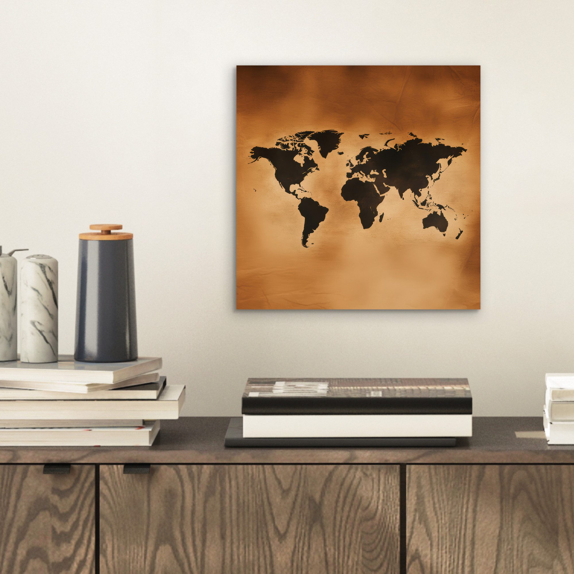 MuchoWow Metallbild Weltkarte - Braun - günstig online kaufen