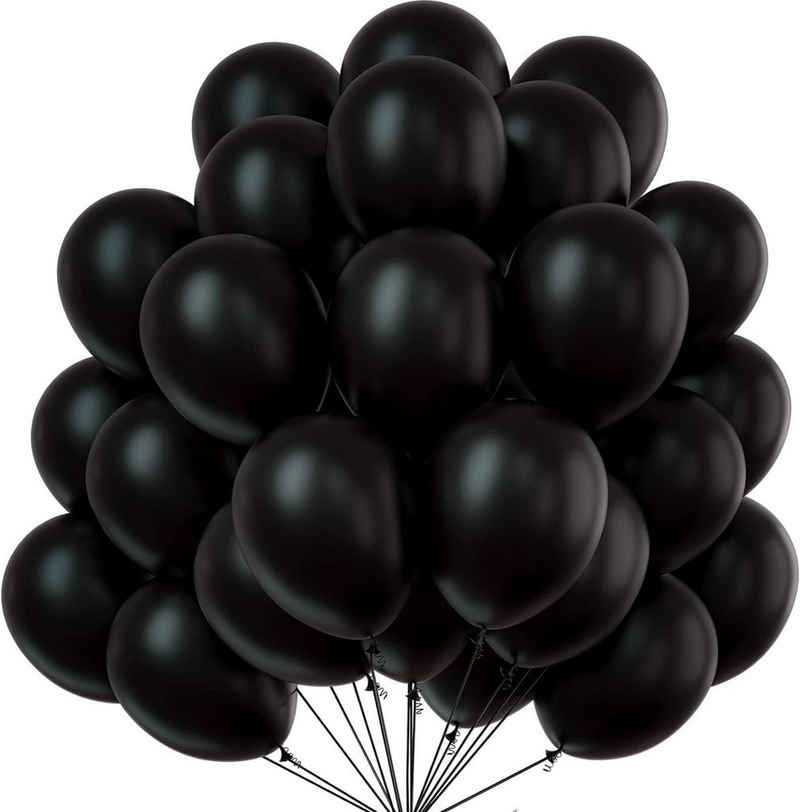 Dekotalent® Luftballon 100x Luftballons Ballons schwarz Luft, Helium Hochzeit Deko