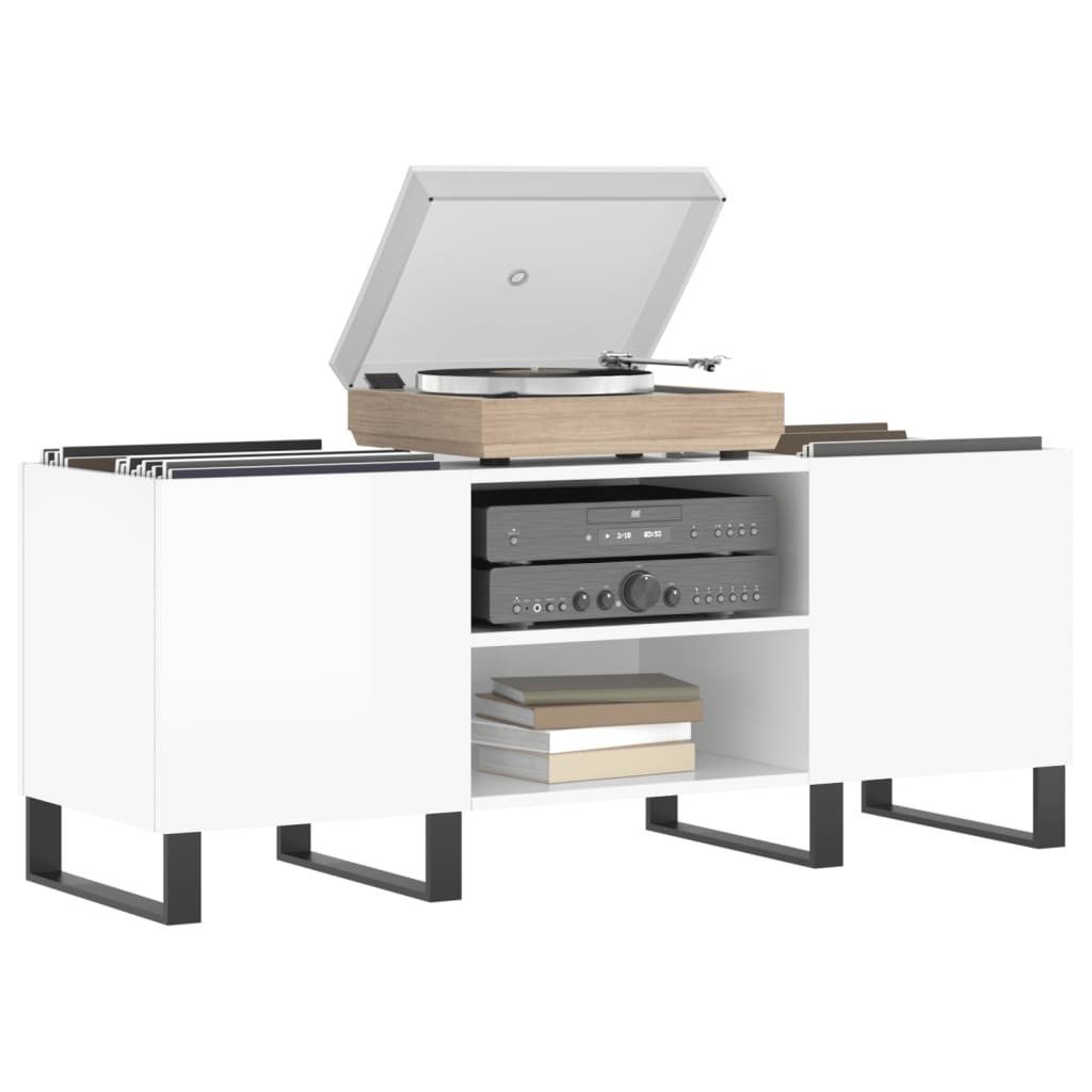 vidaXL Media-Regal Plattenschrank Hochglanz-Weiß 121x38x48 cm günstig online kaufen