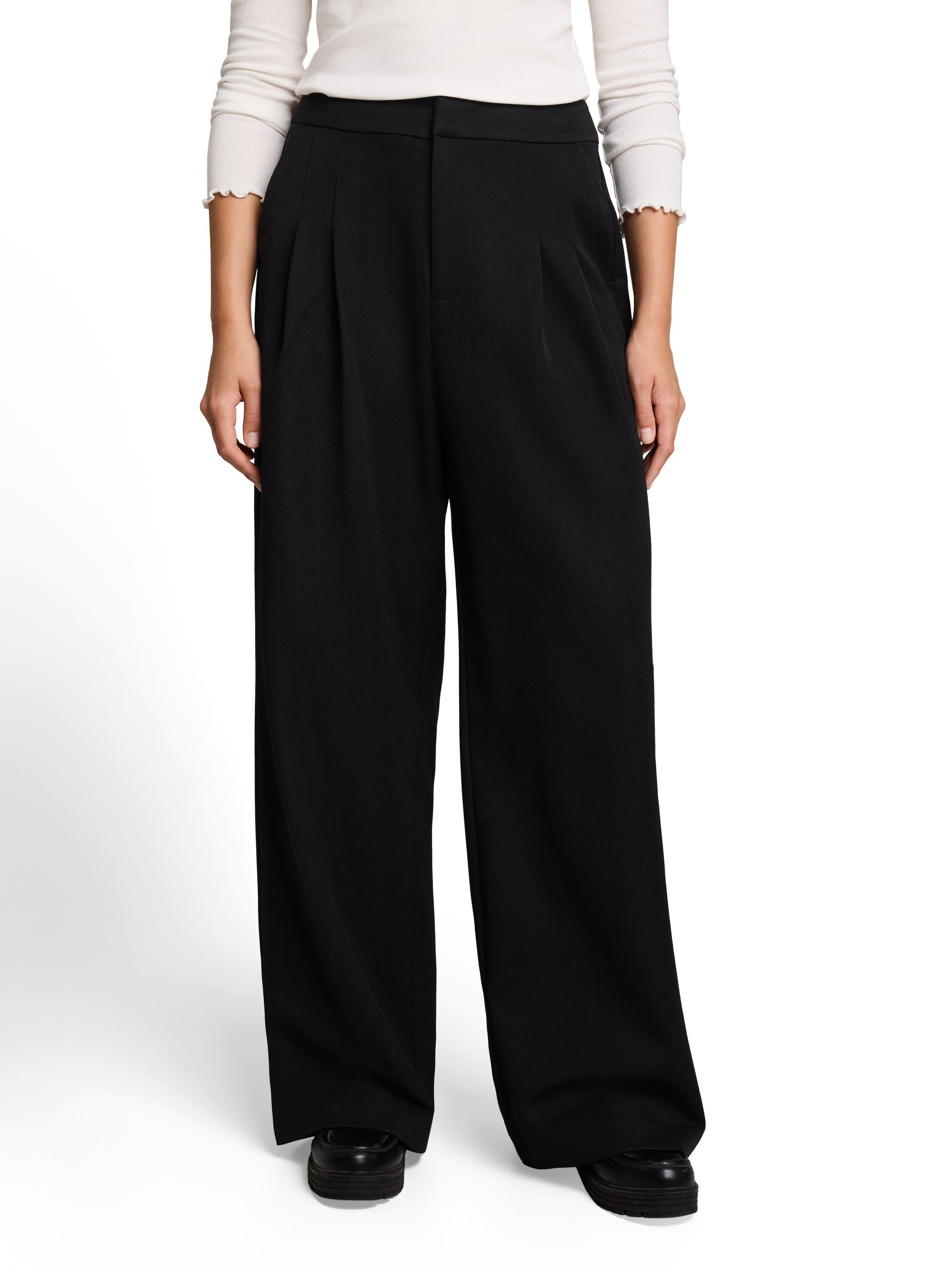 TOM TAILOR Denim Stoffhose mit weitem Bein / Viskose-Stretch