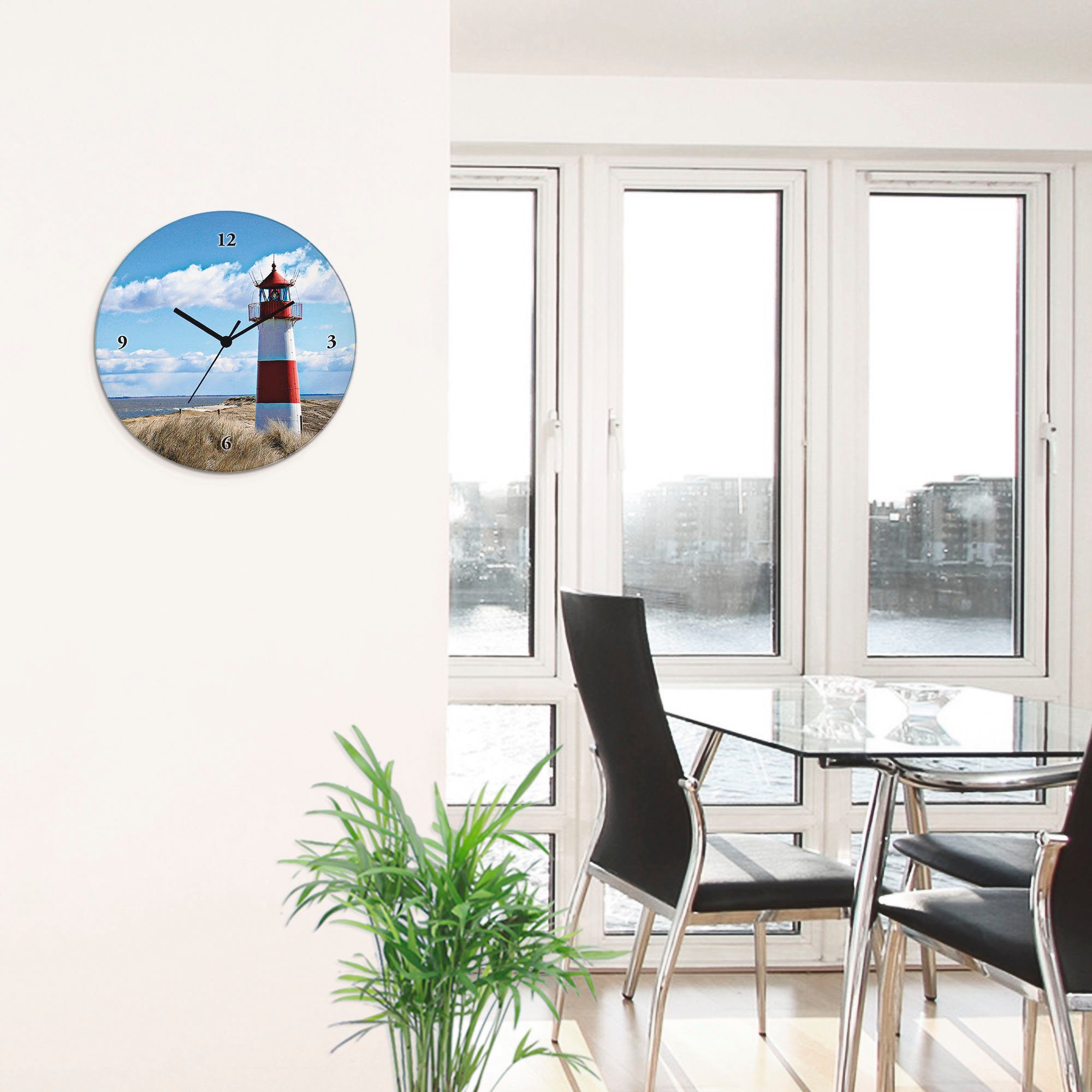 Artland Wanduhr Leuchtturm Sylt (wahlweise mit Quarz- oder Funkuhrwerk, lautlos ohne Tickgeräusche)