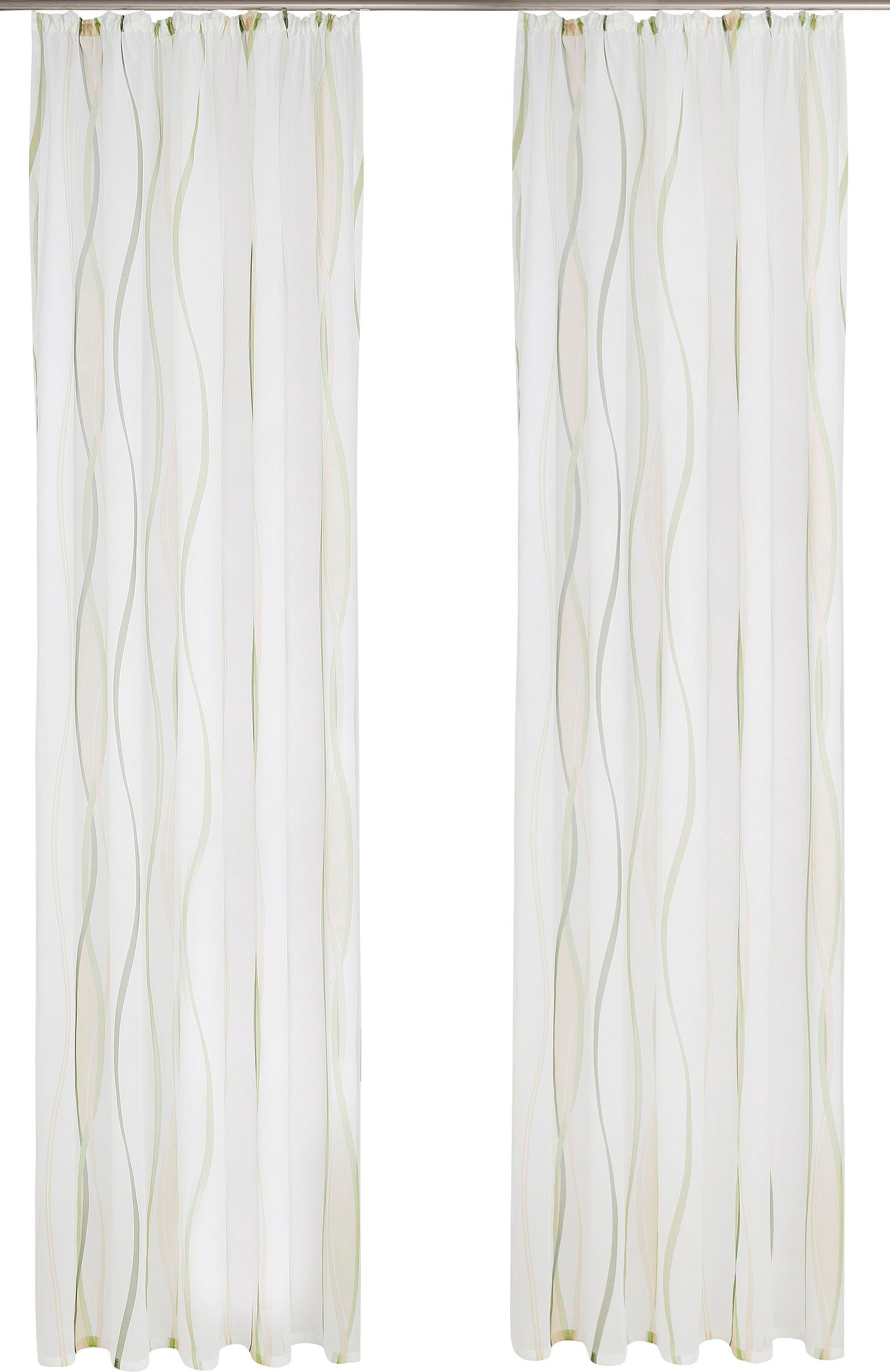 OTTO home Gardine Dimona, 2er-Set, Kräuselband, transparent, Wellenmotiv (2 St), Kräuselband, transparent, Voile, 2er-Set, Bestseller, Polyester, Wellen – Bild 4 von 5