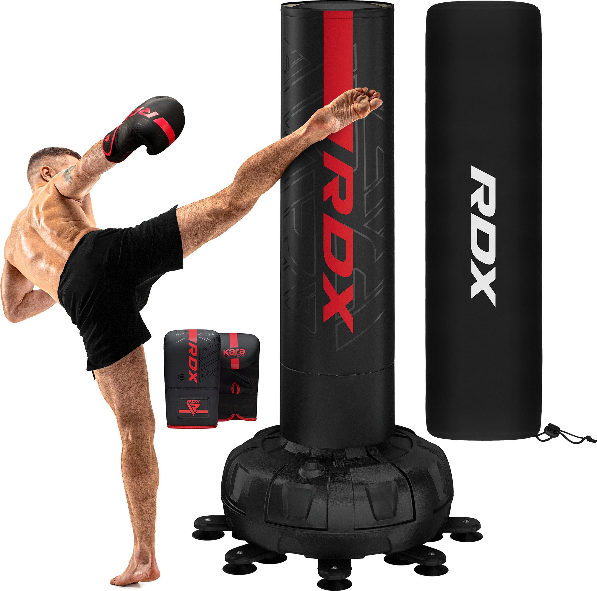 RDX Sports Boxsack RDX Freistehender Boxsack mit Handschuhen, 6ft Kickboxen, MMA Fitness