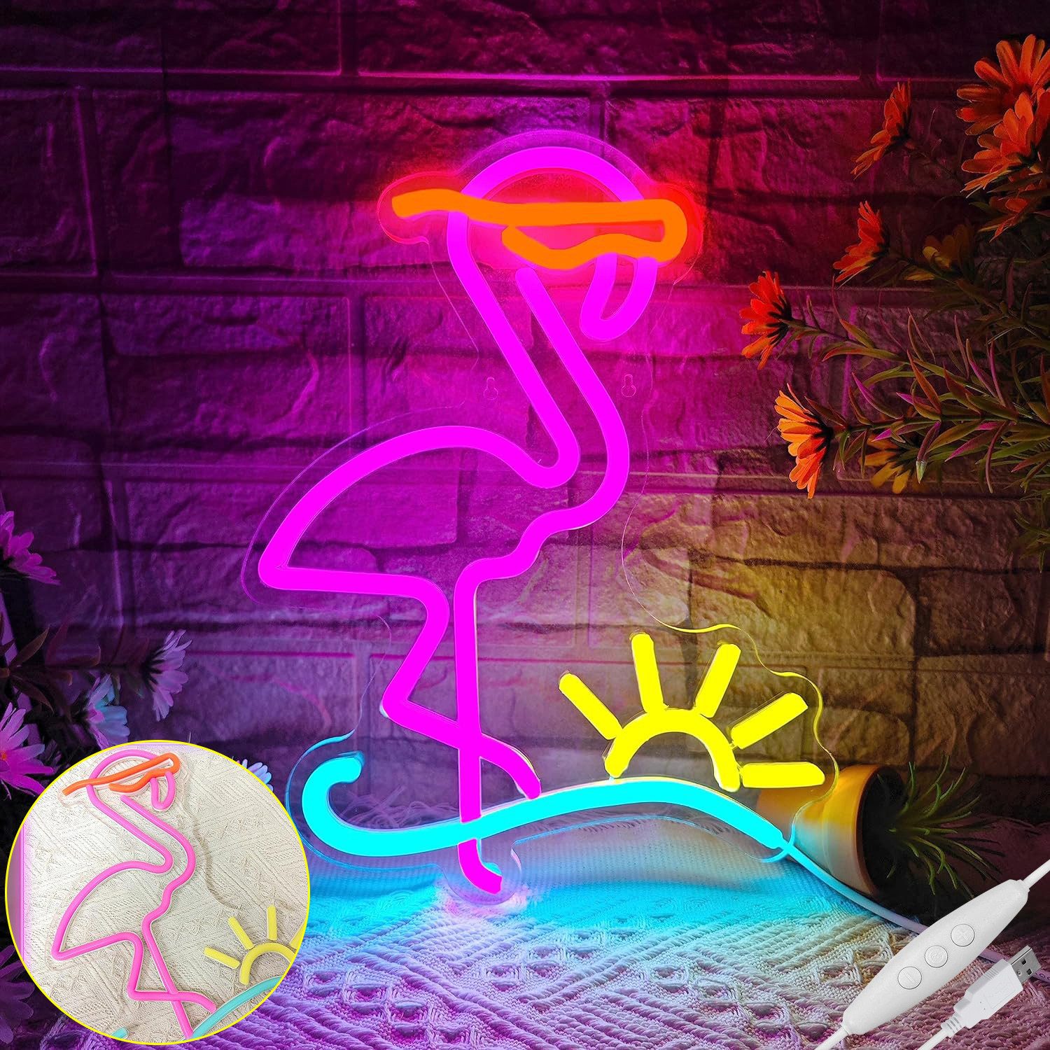Jibenhome LED Dekolicht LED-Neonschild Flamingo Dimmbar günstig online kaufen