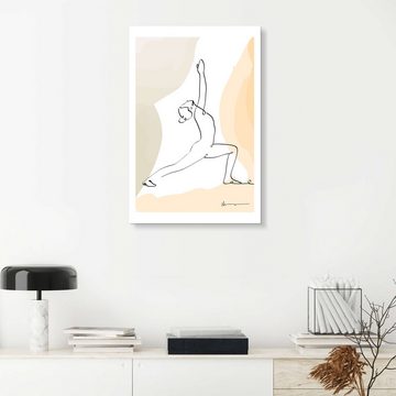 Posterlounge Alu-Dibond-Druck Yoga In Art, Krieger Pose I (Virabhadrasana), Fitnessraum Minimalistisch Grafikdesign