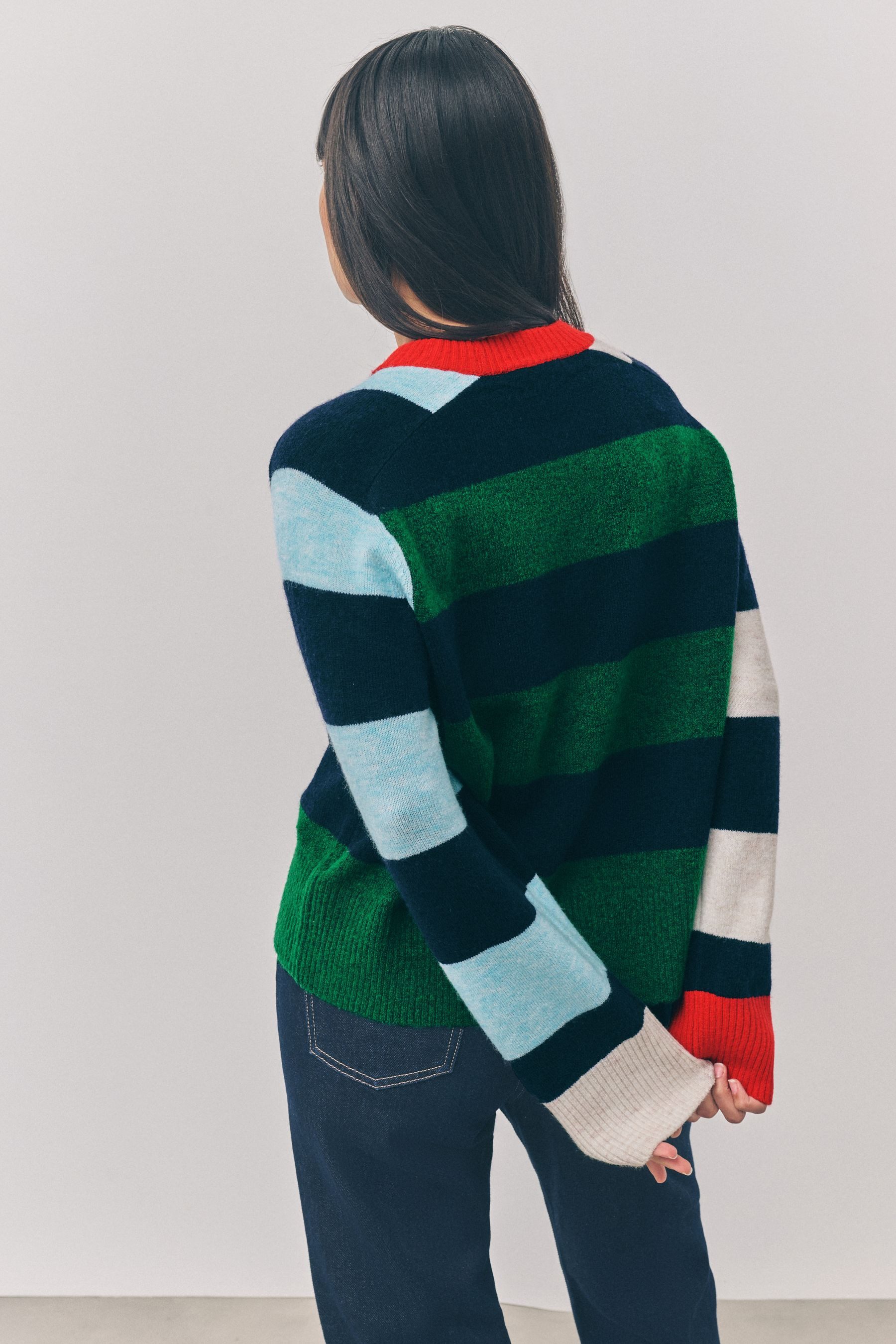 Next Rundhalspullover Gemusterter Strickpullover mit Rundhalsausschnitt günstig online kaufen