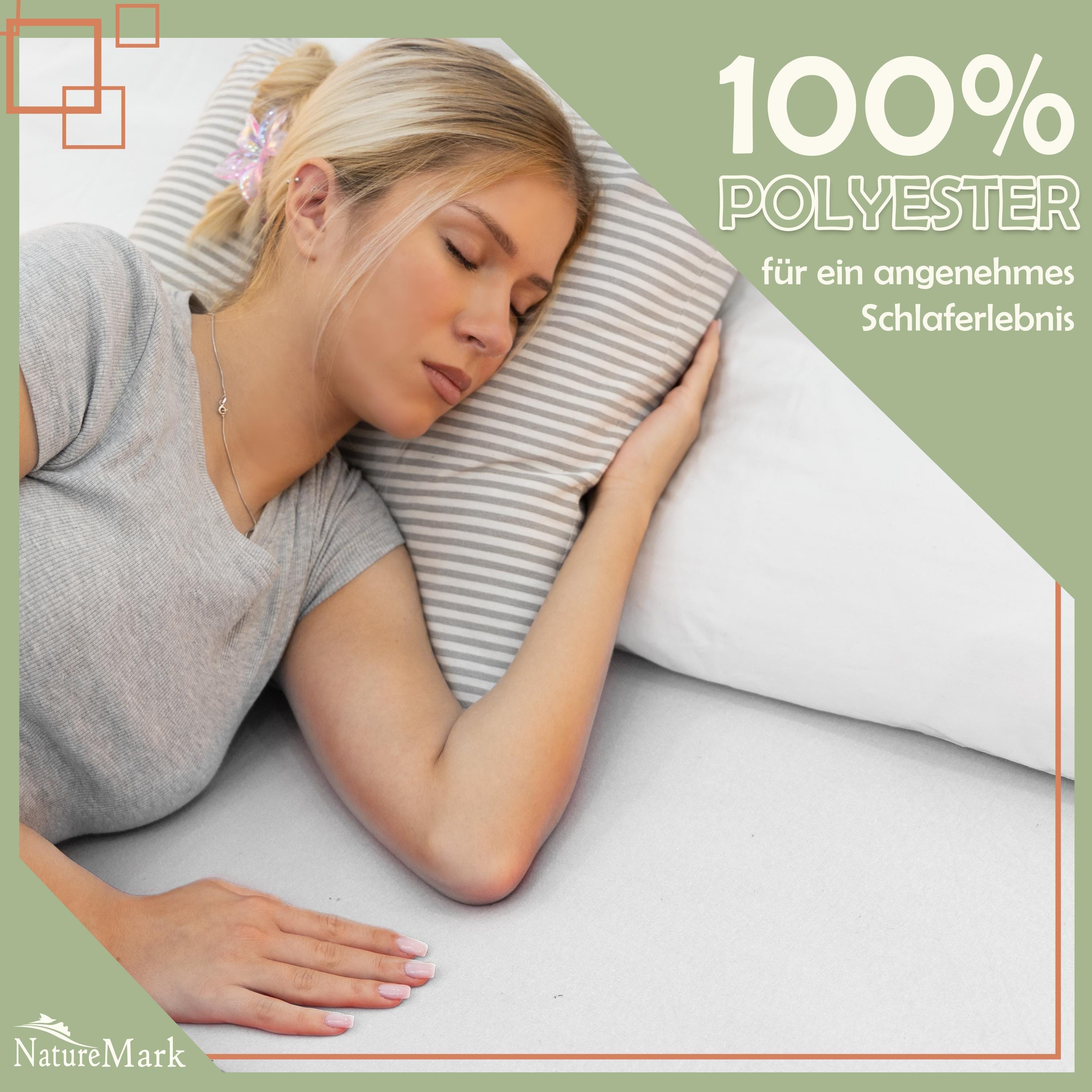 NatureMark Spannbettlaken Gebürstete Mikrofaser, Polyester, Gummizug: rundum, viele Größen und Farben Markenware (180x200-200x200 cm, Weiß)
