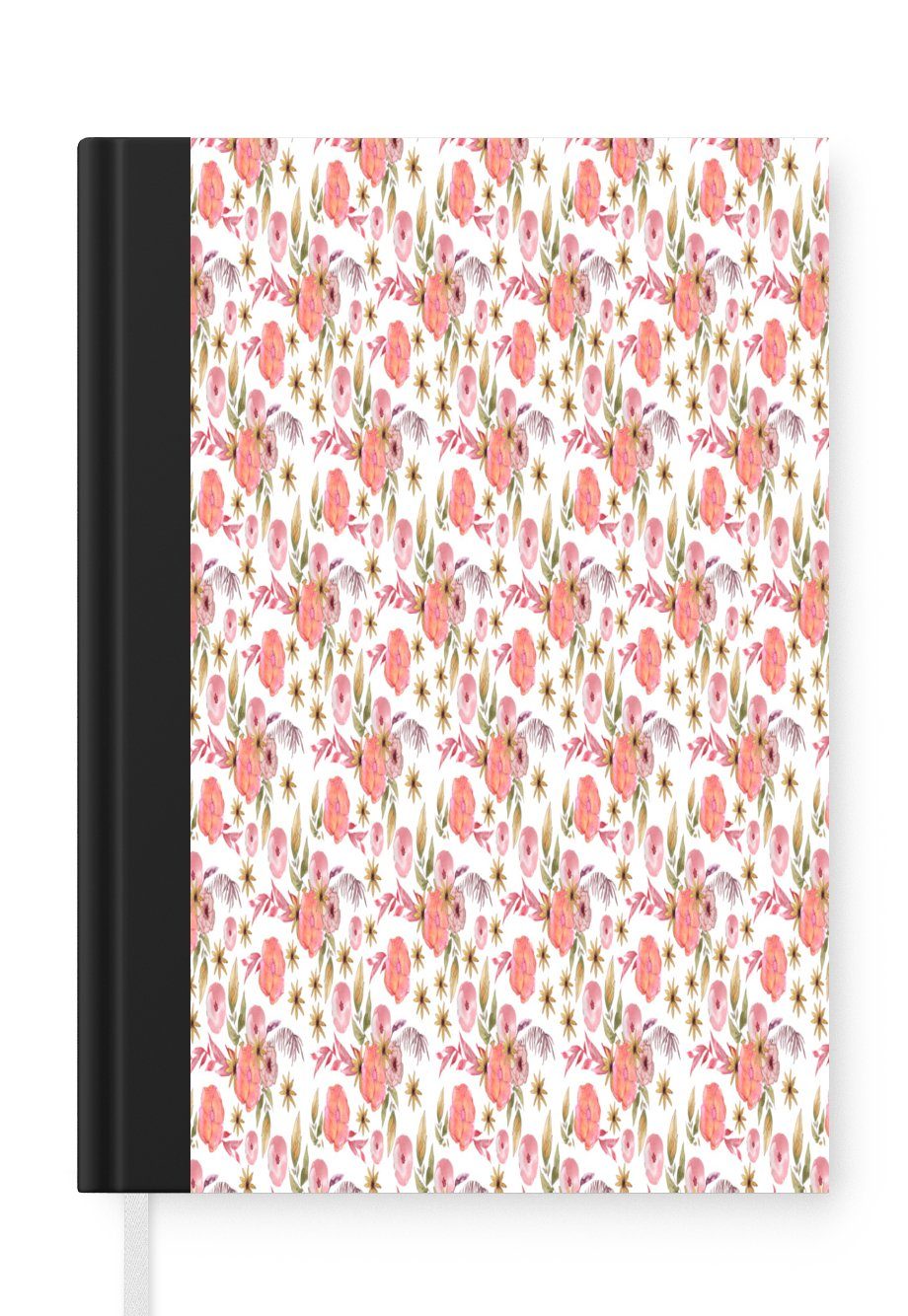 MuchoWow Notizbuch Blumen - Rosa - Collage - Aquarell, Journal, Merkzettel, Tagebuch, Notizheft, A5, 98 Seiten, Haushaltsbuch | Notizbücher