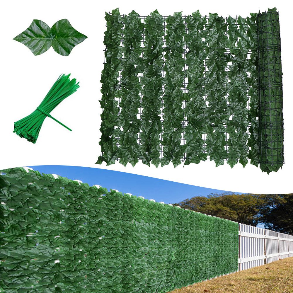 BlingBin Kunsthecken-Sichtschutz Künstliche Efeu Garten Sichtschutz Balkonsichtschutz Sichtschutzhecke, (1er Set, 1-St., 1 Stück), Wetterfest Windschutz, Zaunfolie Sichtschutz Garten Gartenzaun, 1x3m