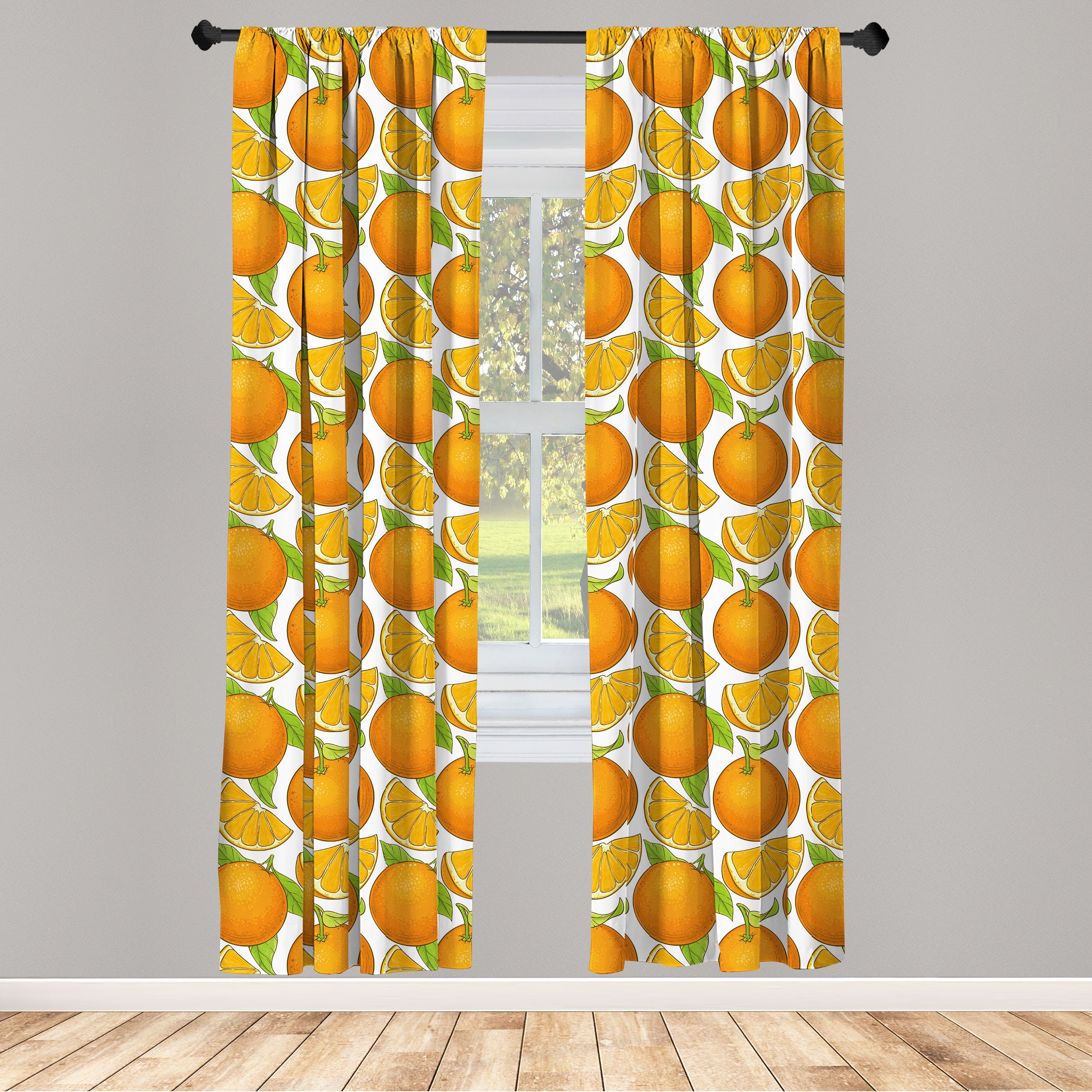 Gardine Vorhang für Wohnzimmer Schlafzimmer Dekor, Abakuhaus, Microfaser, Sommer-Orange Frische Juicy Fruits