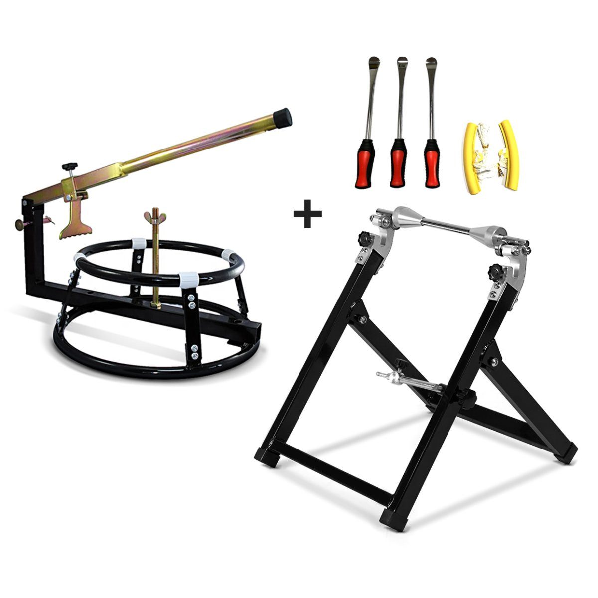 ConStands Reifenmontagemaschine Set TC1 Motorrad Reifenmontiergerät mit Wuchtbock + Werkzeug Set Reife