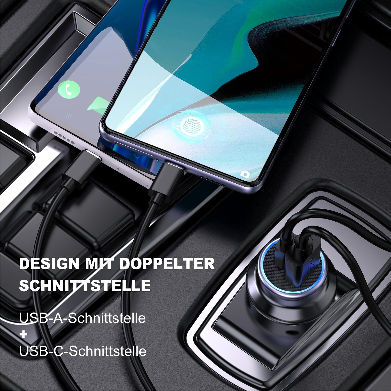 neue dawn 45W USB KFZ Ladegerät Auto Schnellladegerät für iPhone Samsung Huawei USB-Ladegerät (für Samsung Galaxy S25 S24 S23 S22 S22+ S21 A56 A17 A54 A26 A55 A34, für iPhone 17 pro max/17/17 pro/Air/16e/16 15 14 13 12 pro max)